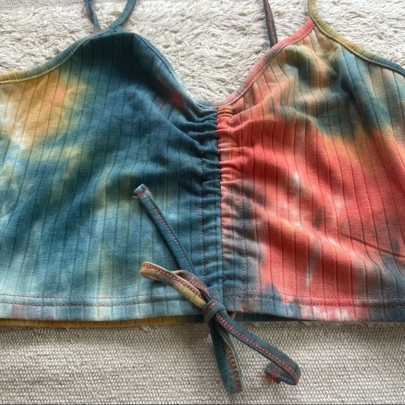 NEW  SHEIN TIE DYE DRAWSTRING CROP TANK TOP - S - Picture 4 of 9